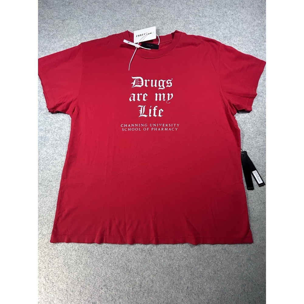 Amiri Authentic Drugs Are My Life Red Shirt Size Large NWT